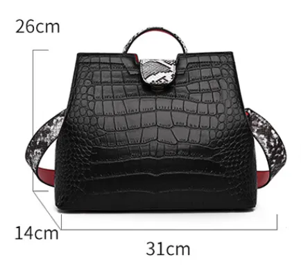 Embossed Crocodile Pattern PU Leather Handbag