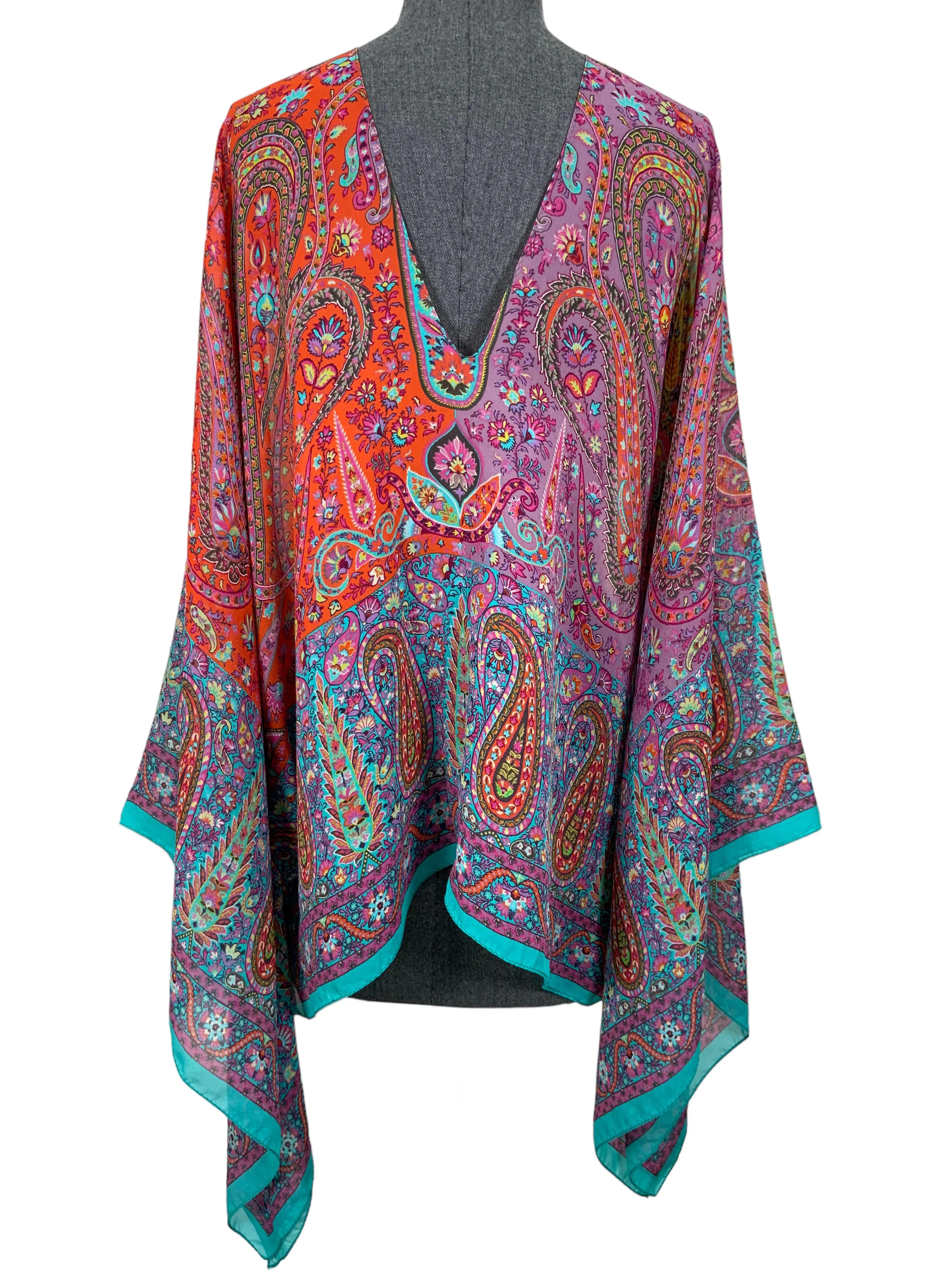 ETRO Paisley Printed Silk Poncho