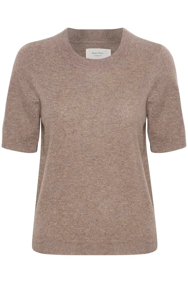 Everlotta Mink Melange Short Sleeve Cashmere Sweater