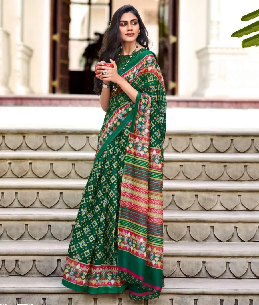 Fancy Printed Daily Wear Sonakshi Silk Green Sarees