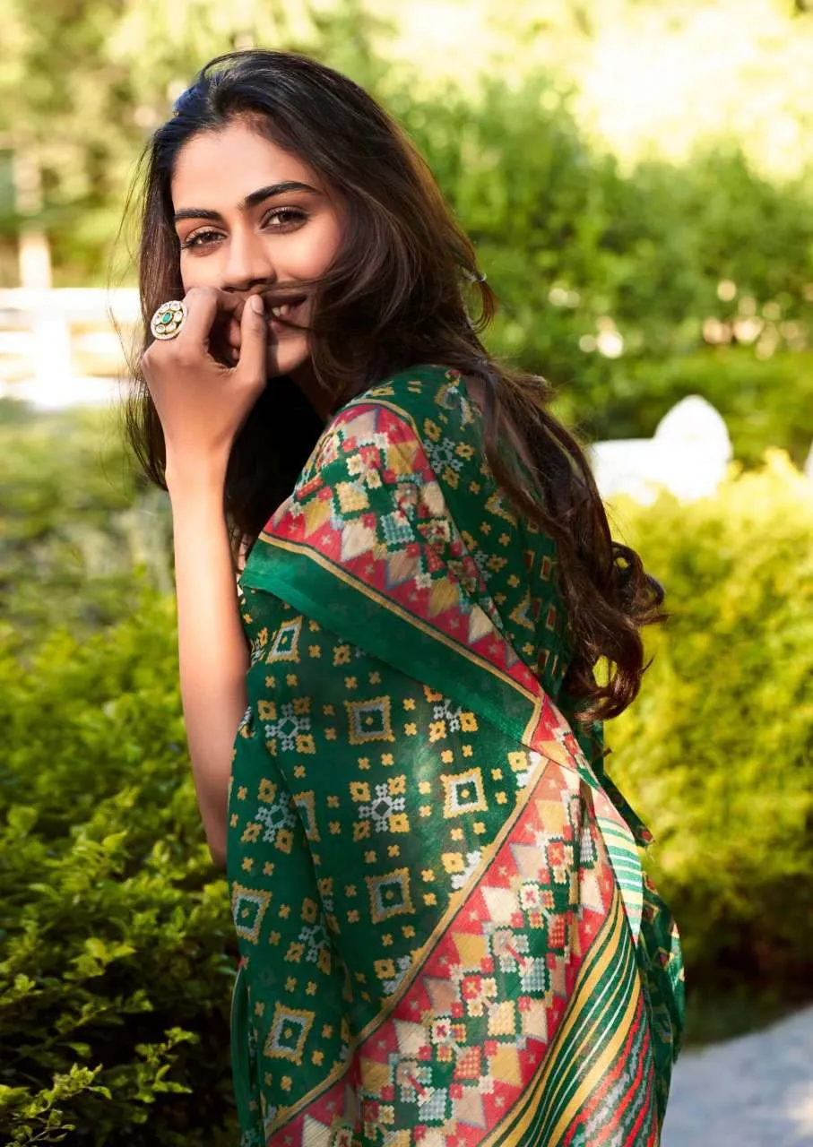 Fancy Printed Daily Wear Sonakshi Silk Green Sarees