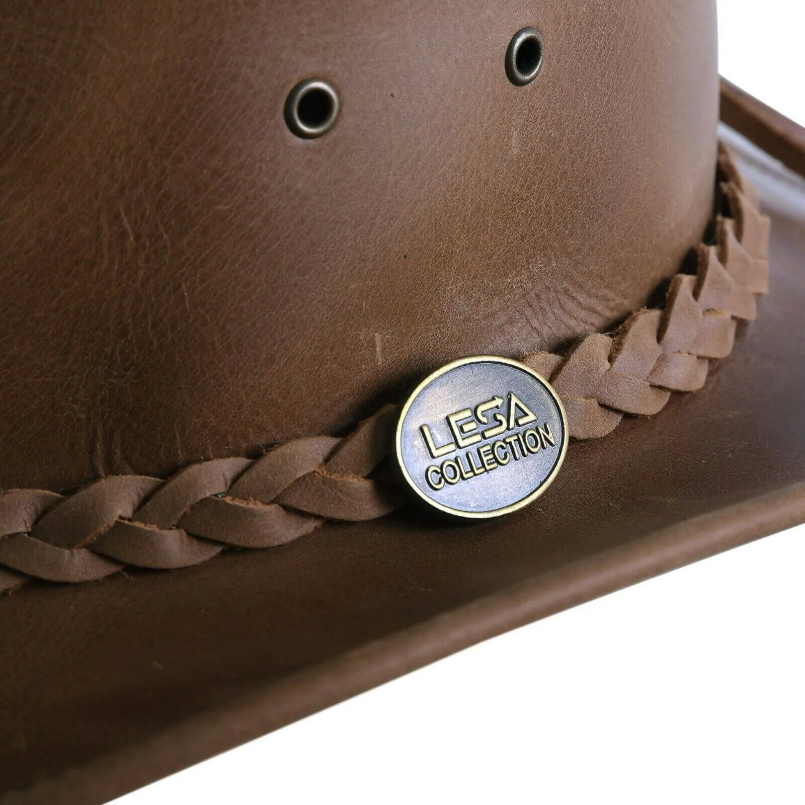 Genuine Leather Wide Brim Cowboy Aussie Style Western Outback Hat Men's & women