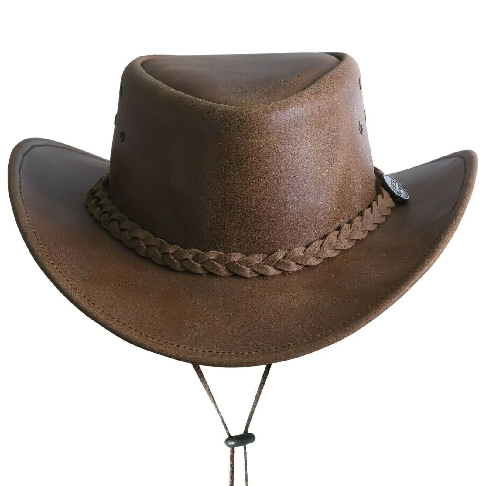 Genuine Leather Wide Brim Cowboy Aussie Style Western Outback Hat Men's & women