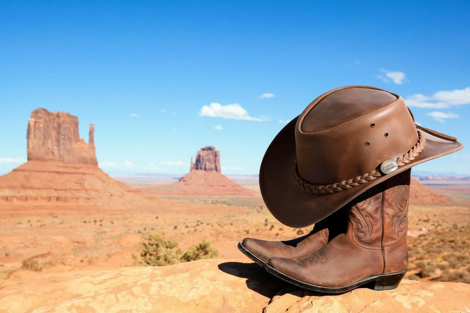 Genuine Leather Wide Brim Cowboy Aussie Style Western Outback Hat Men's & women