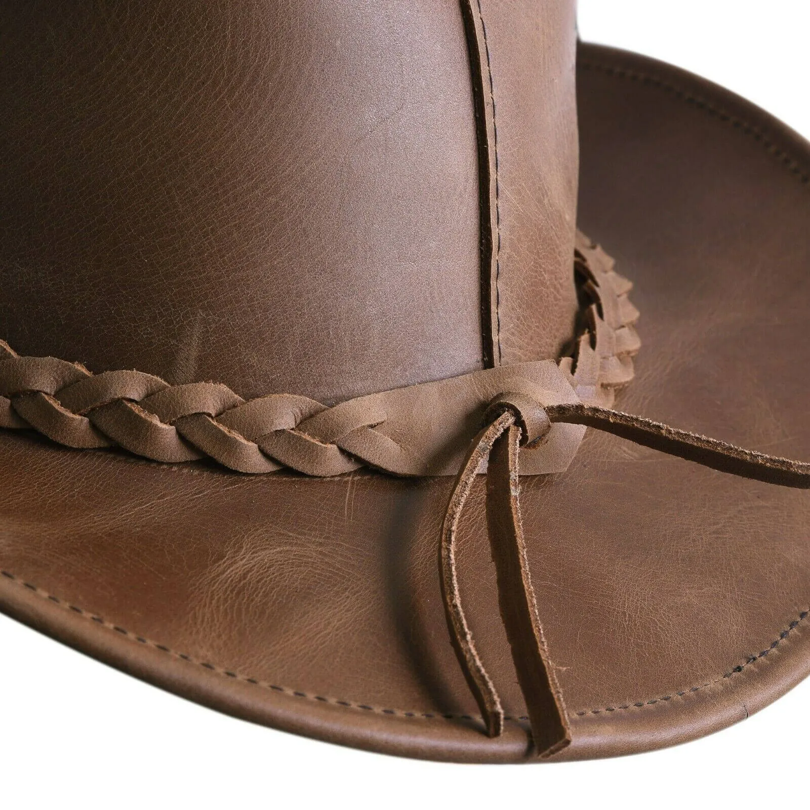 Genuine Leather Wide Brim Cowboy Aussie Style Western Outback Hat Men's & women