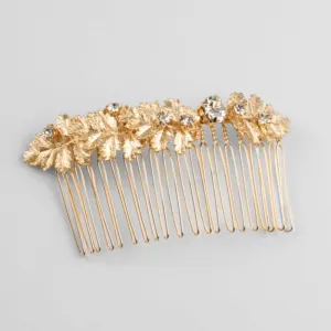 Gold Floral & Crystal Hair Comb