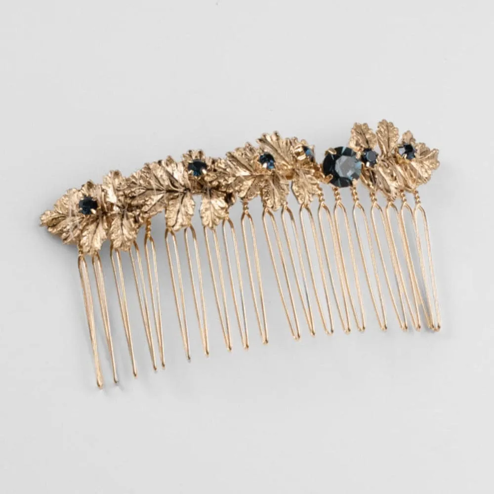 Gold Floral & Crystal Hair Comb