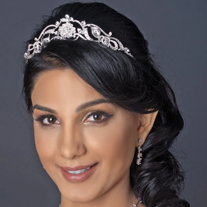 Gorgeous Crystal Floral Flower Swirl Bridal Tiara Headpiece