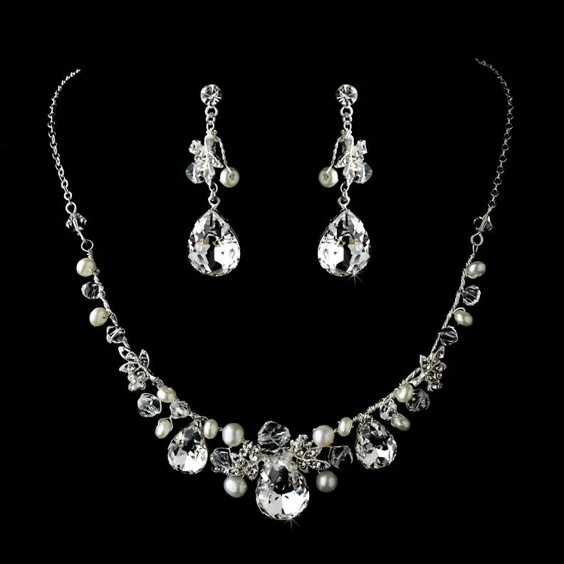 Gorgeous Swarovski Crystal Bridal Necklace Earring Set