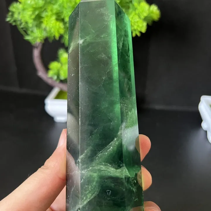 Green Fluorite Single-pointed Hexagonal Prism