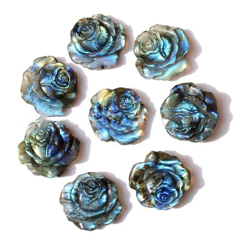 Hand Carved Natural Crystal Rose Labradorite