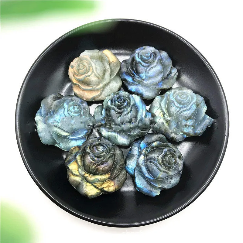 Hand Carved Natural Crystal Rose Labradorite