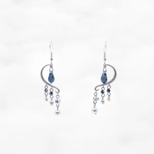 Heavenly Elegance Tassel Earrings - Silver Smoky Blue