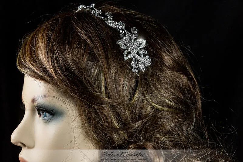 Hermilla Flower Cluster Silver Headband | Swarovski Crystal