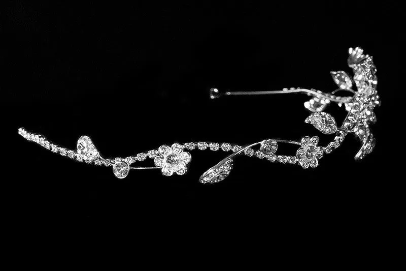 Hermilla Flower Cluster Silver Headband | Swarovski Crystal