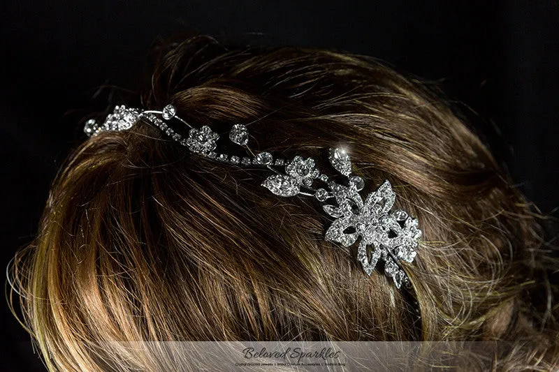 Hermilla Flower Cluster Silver Headband | Swarovski Crystal