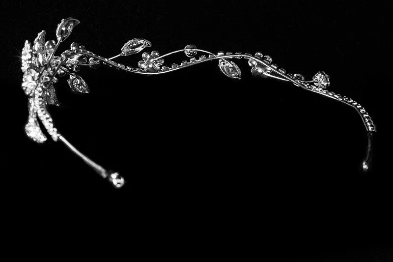 Hermilla Flower Cluster Silver Headband | Swarovski Crystal