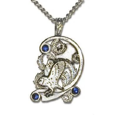 Ice Owl Blue Crystal Pewter Pendant Necklace