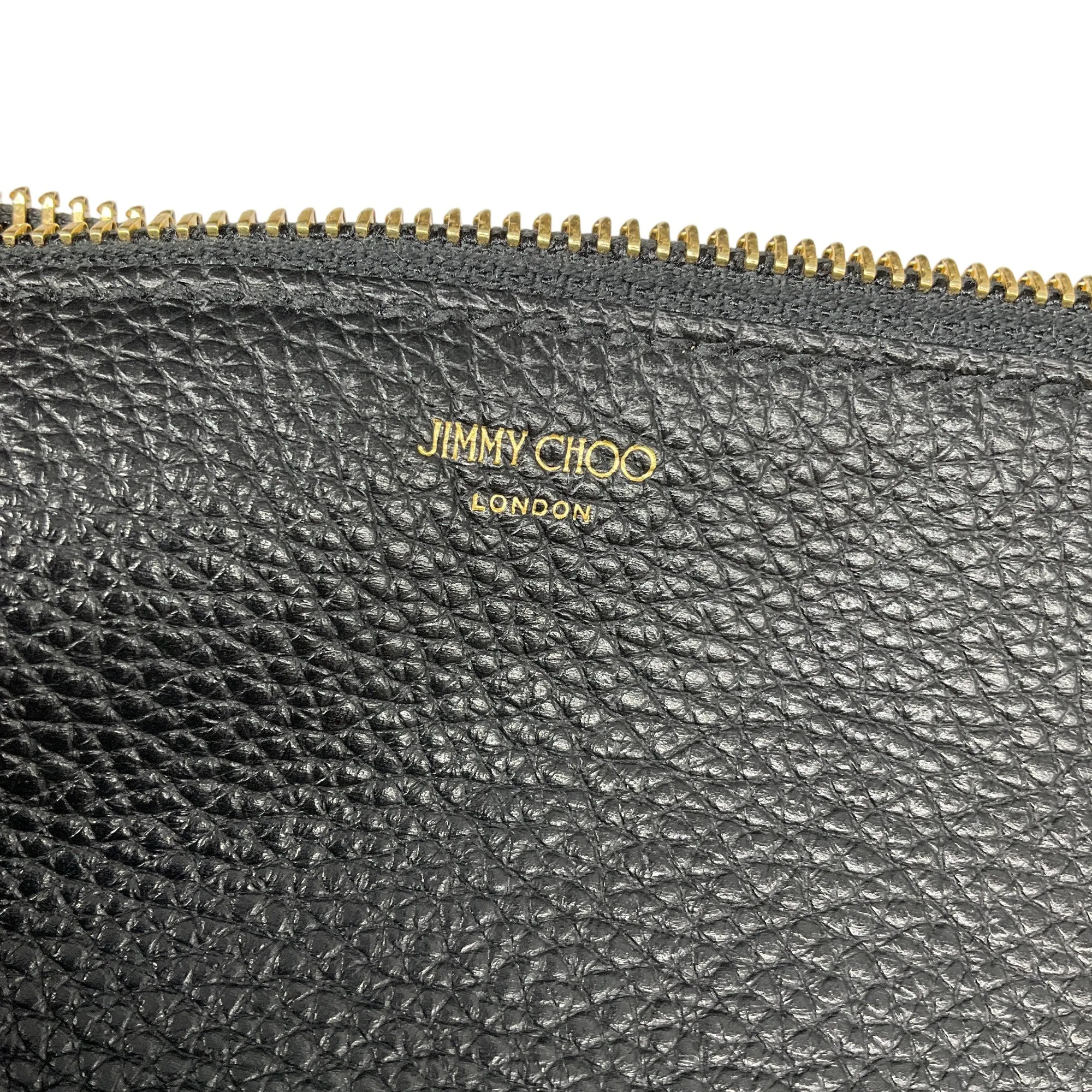 Jimmy Choo Black Pebbled Leather Tote Handbag