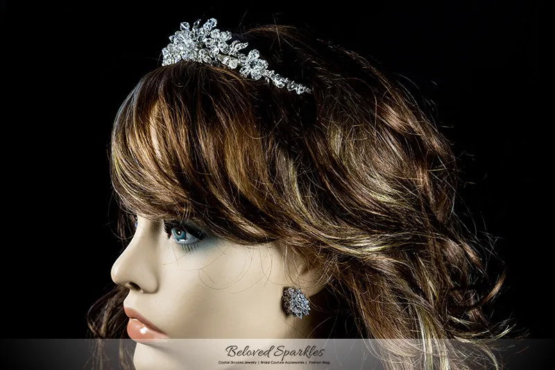 Judith Floral Cluster Silver Tiara | Swarovski Crystal