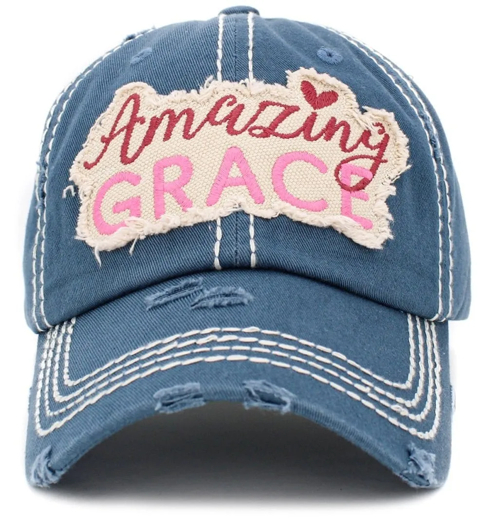 KBV1403 ''AMAZING GRACE'' Distressed Cotton Cap