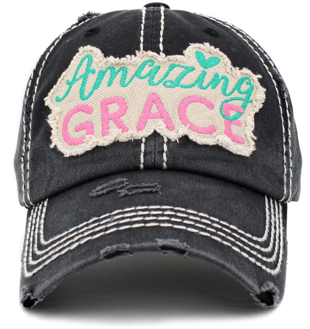 KBV1403 ''AMAZING GRACE'' Distressed Cotton Cap