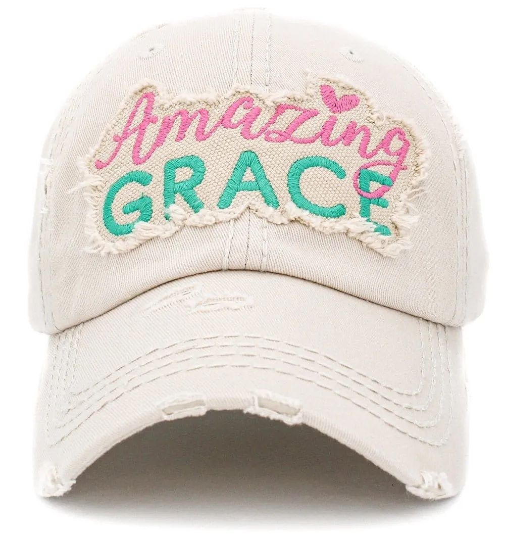 KBV1403 ''AMAZING GRACE'' Distressed Cotton Cap