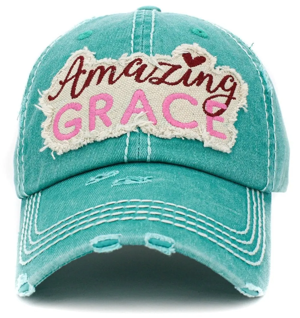 KBV1403 ''AMAZING GRACE'' Distressed Cotton Cap