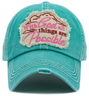 KBV1471 'With God All things are possible' Vintage Ballcap