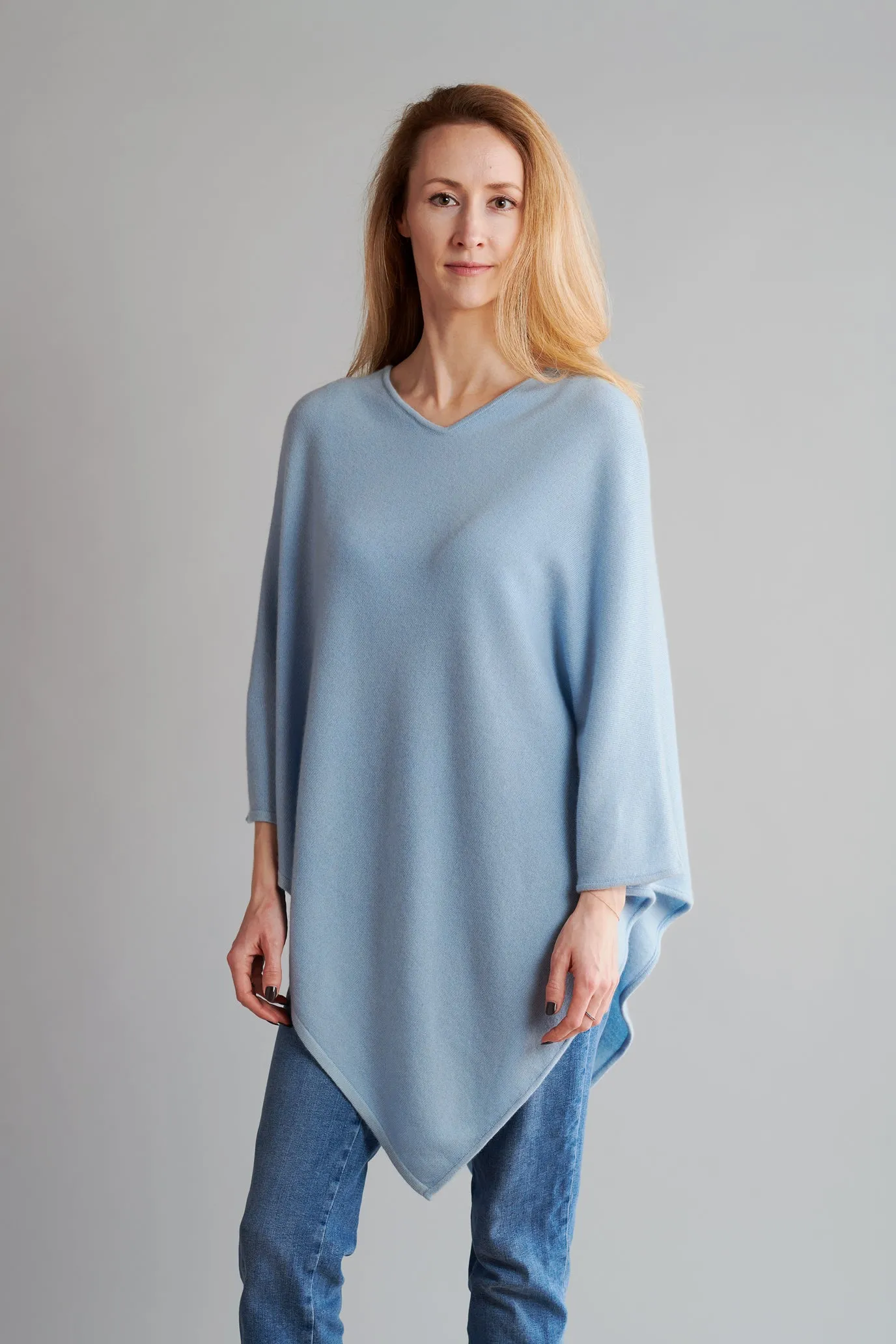 Light Blue Cashmere Poncho