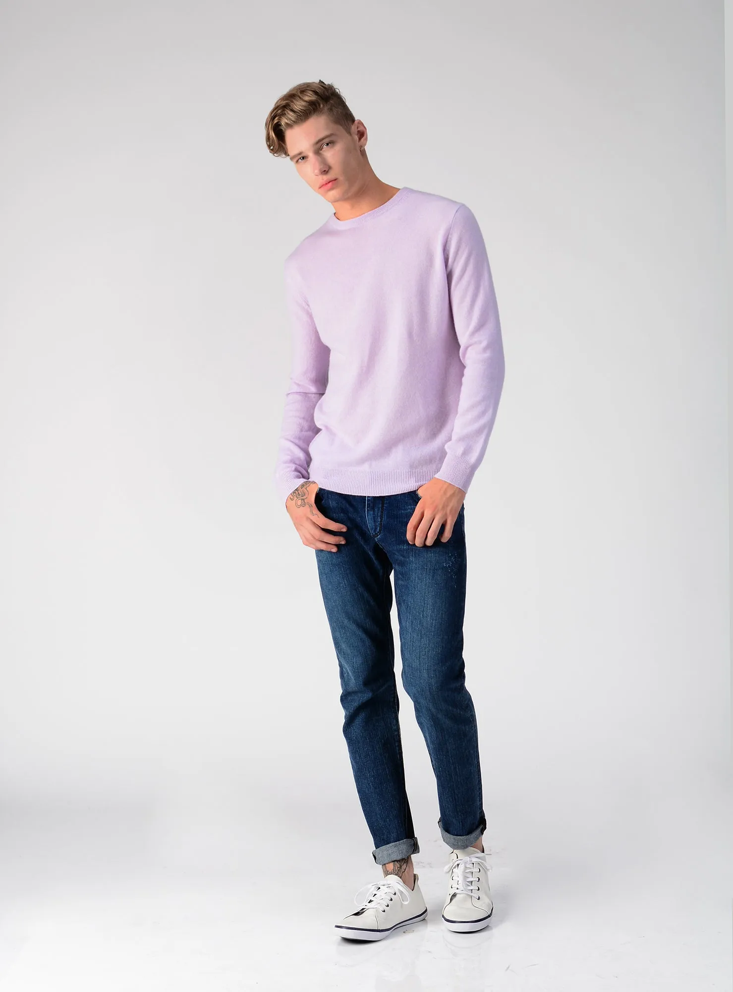 Men Crew Neck Sweater_Lavender