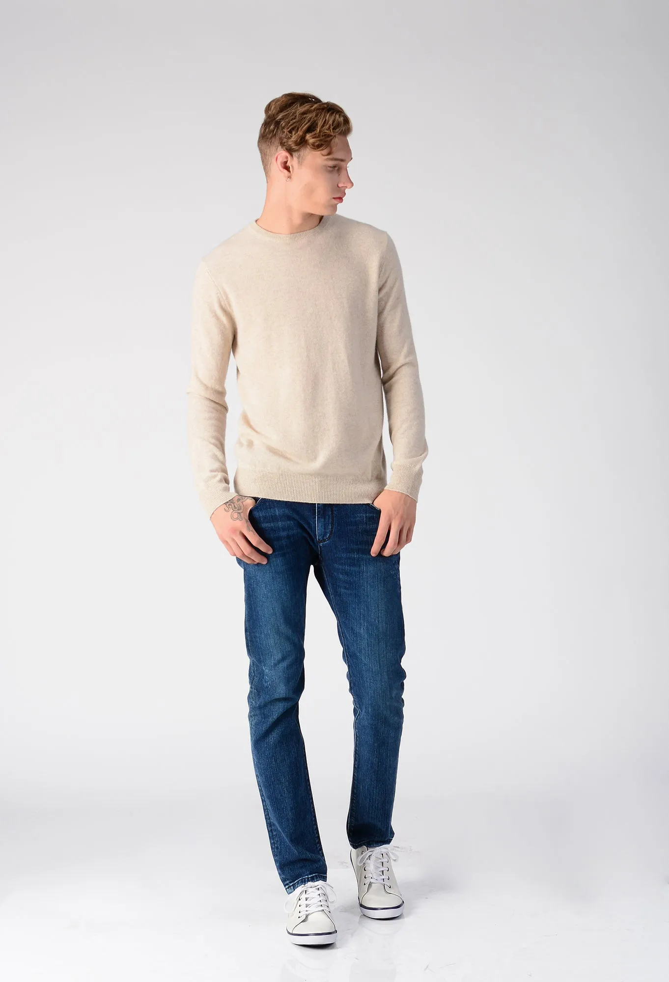 Men Crew Neck Sweater_Oatmeal