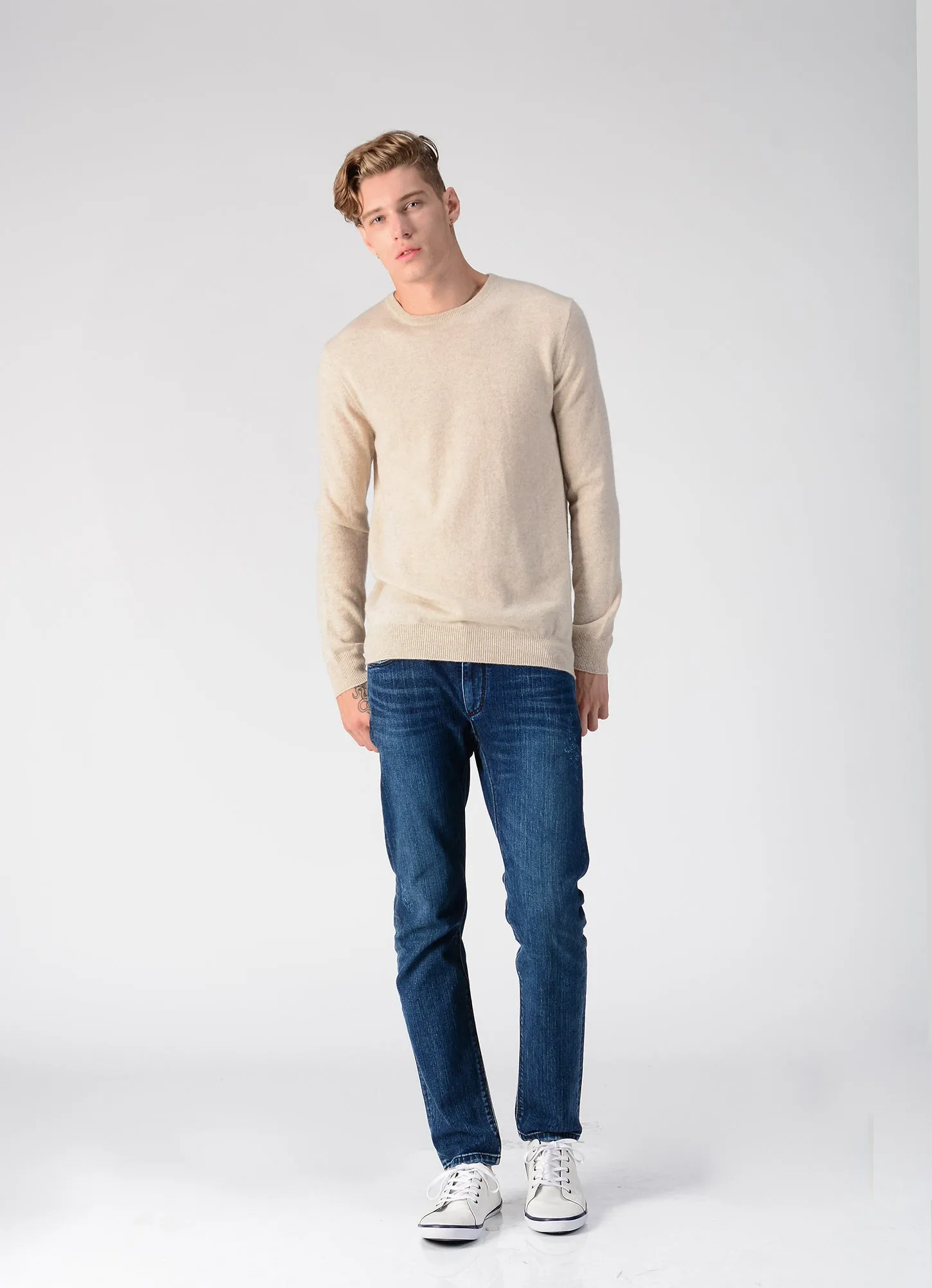 Men Crew Neck Sweater_Oatmeal