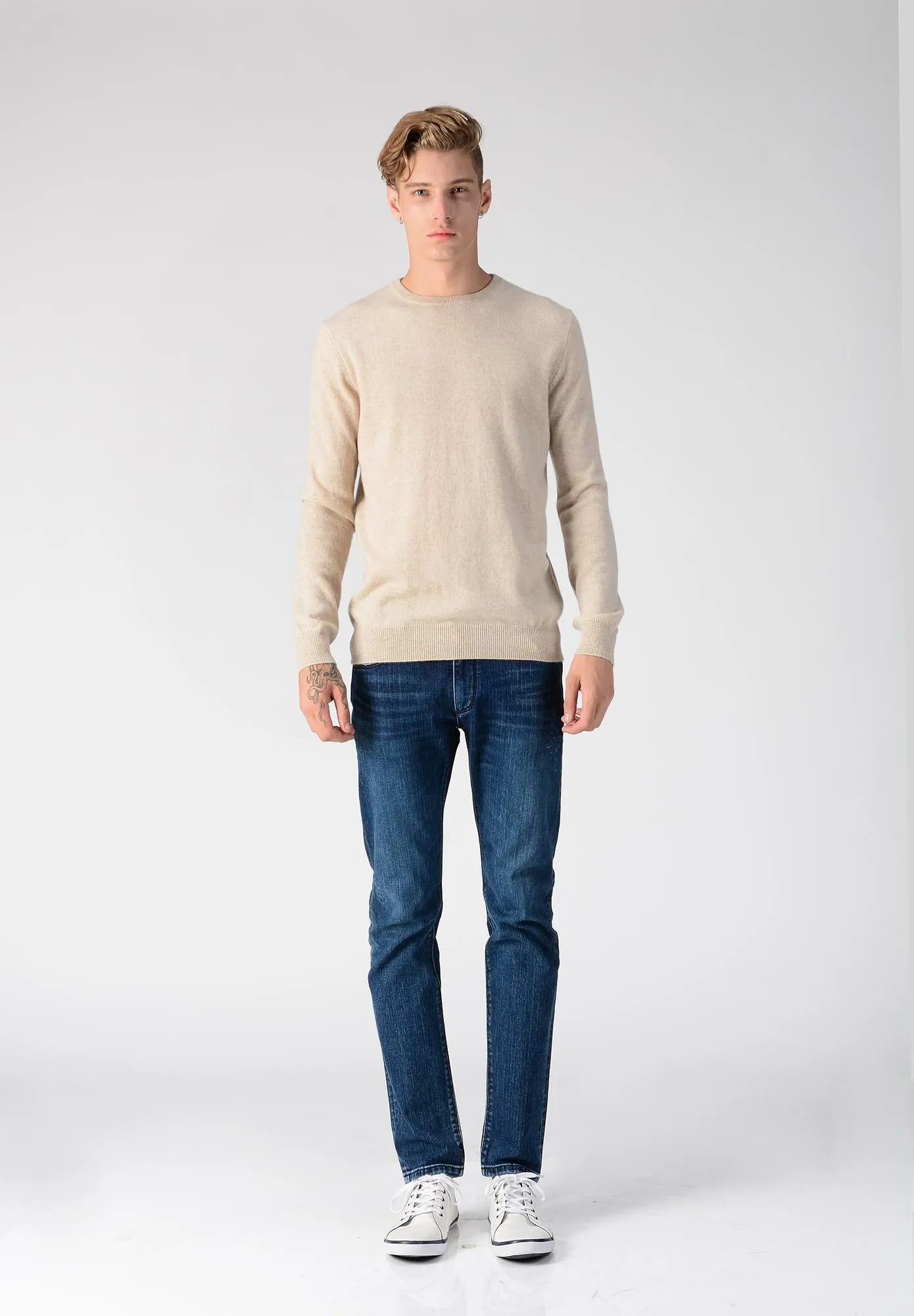 Men Crew Neck Sweater_Oatmeal