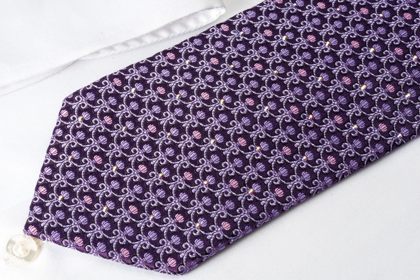 Mila Schon Bling Rhinestone Tie Cartouche On Purple With Silver Sparkles