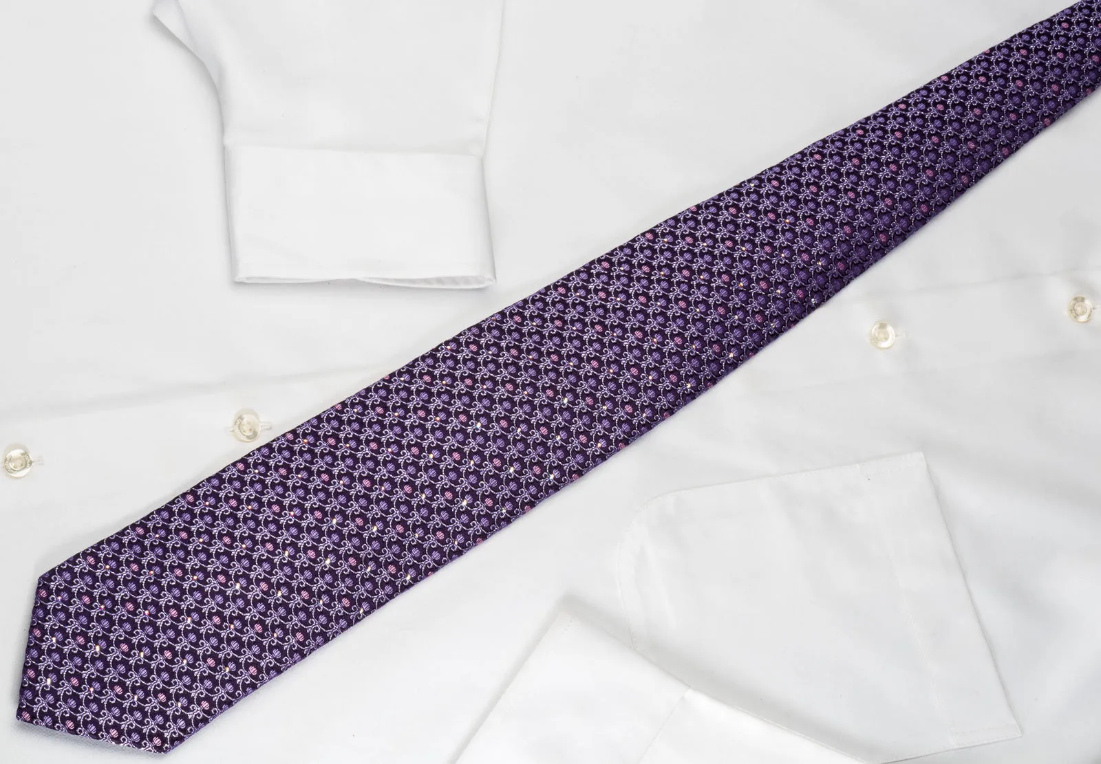 Mila Schon Bling Rhinestone Tie Cartouche On Purple With Silver Sparkles