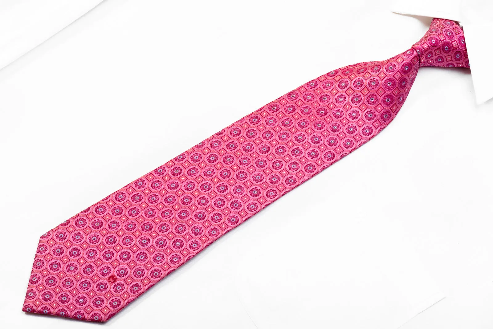 Mila Schon Men's Rhinestone Necktie Foulard On Pink With Sparkles