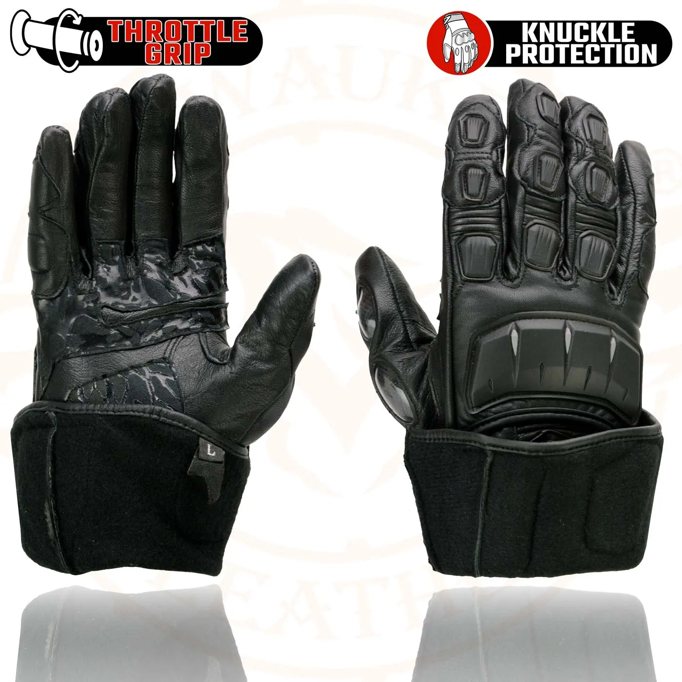 Milwaukee Leather SH717 Men's Black Leather Gauntlet Racing Motorcycle