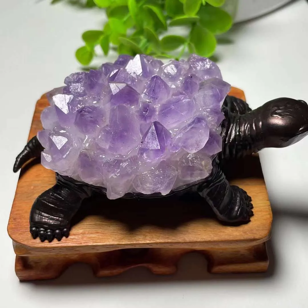 Natural Amethyst Handmade Turtle Ornaments