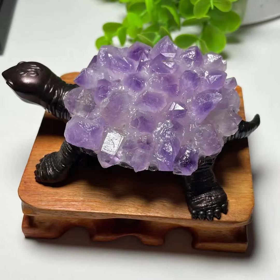 Natural Amethyst Handmade Turtle Ornaments