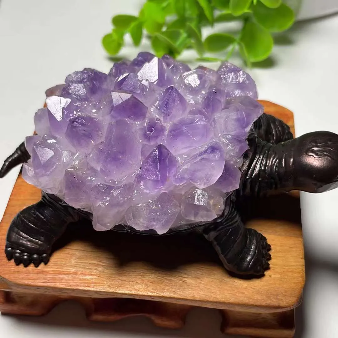 Natural Amethyst Handmade Turtle Ornaments