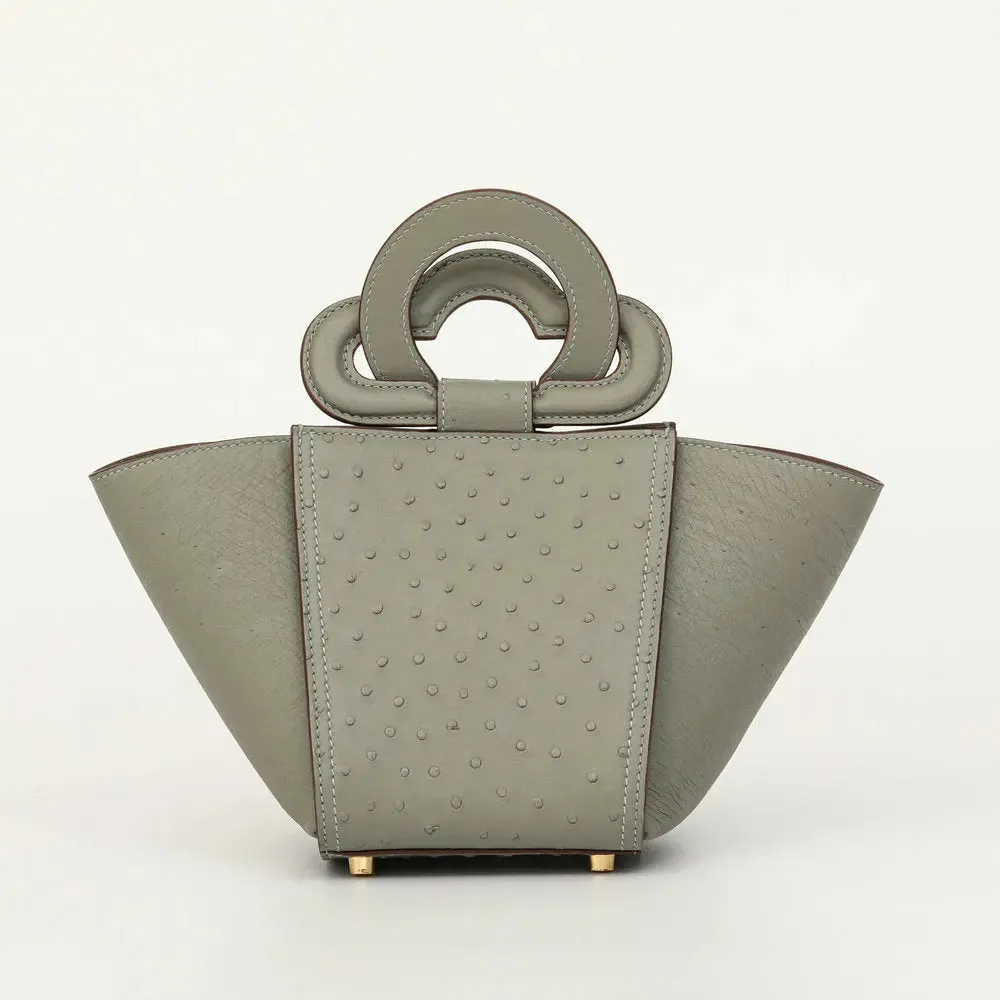 Nyla Olive Ostrich Leather Bag