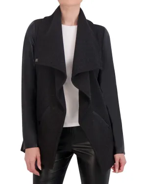 Ookie & Lala Vegan Cashmere Drape Jacket with Vegan Leather Sleeves