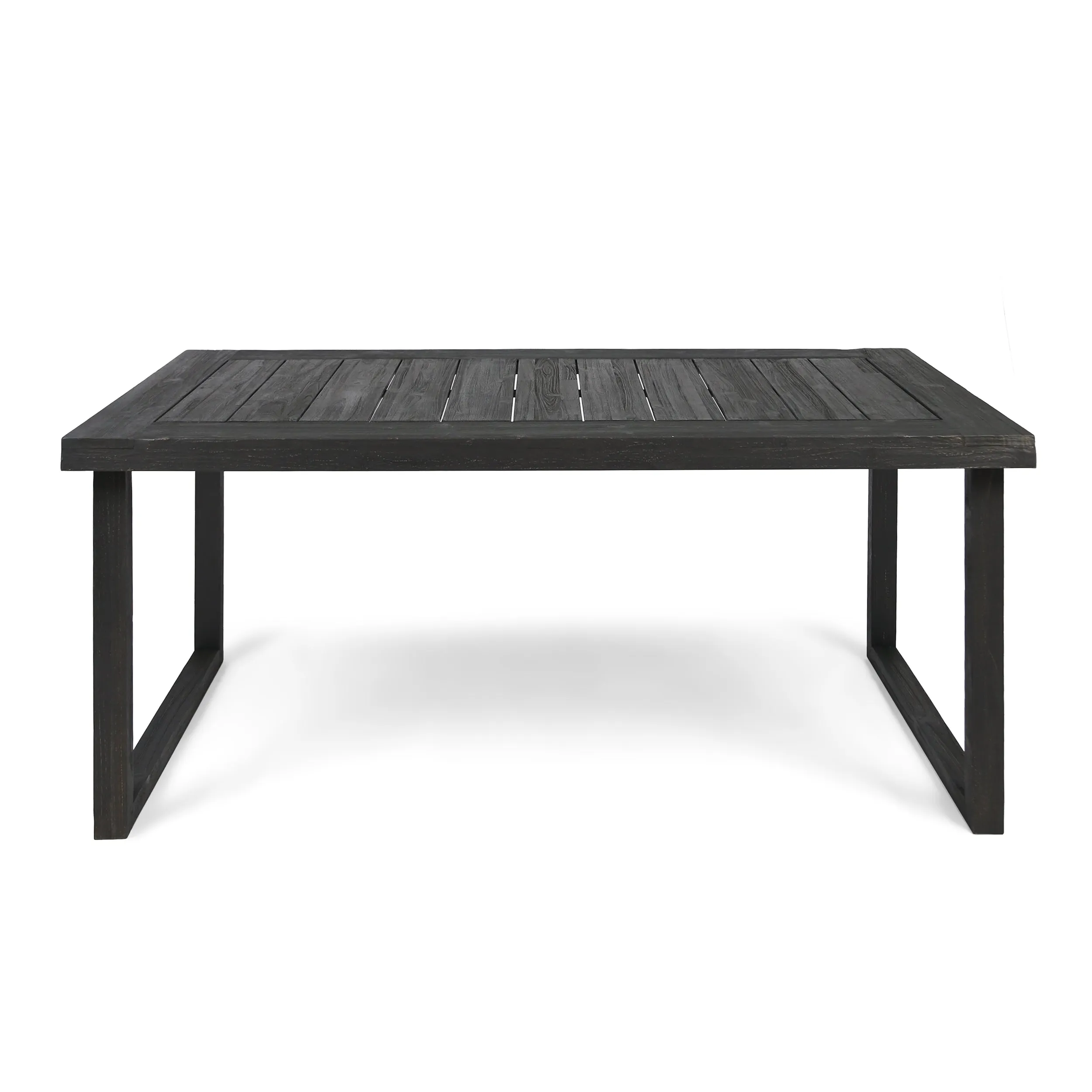 Outdoor 69" Acacia Wood Dining Table, Sandblast Dark Gray Finish