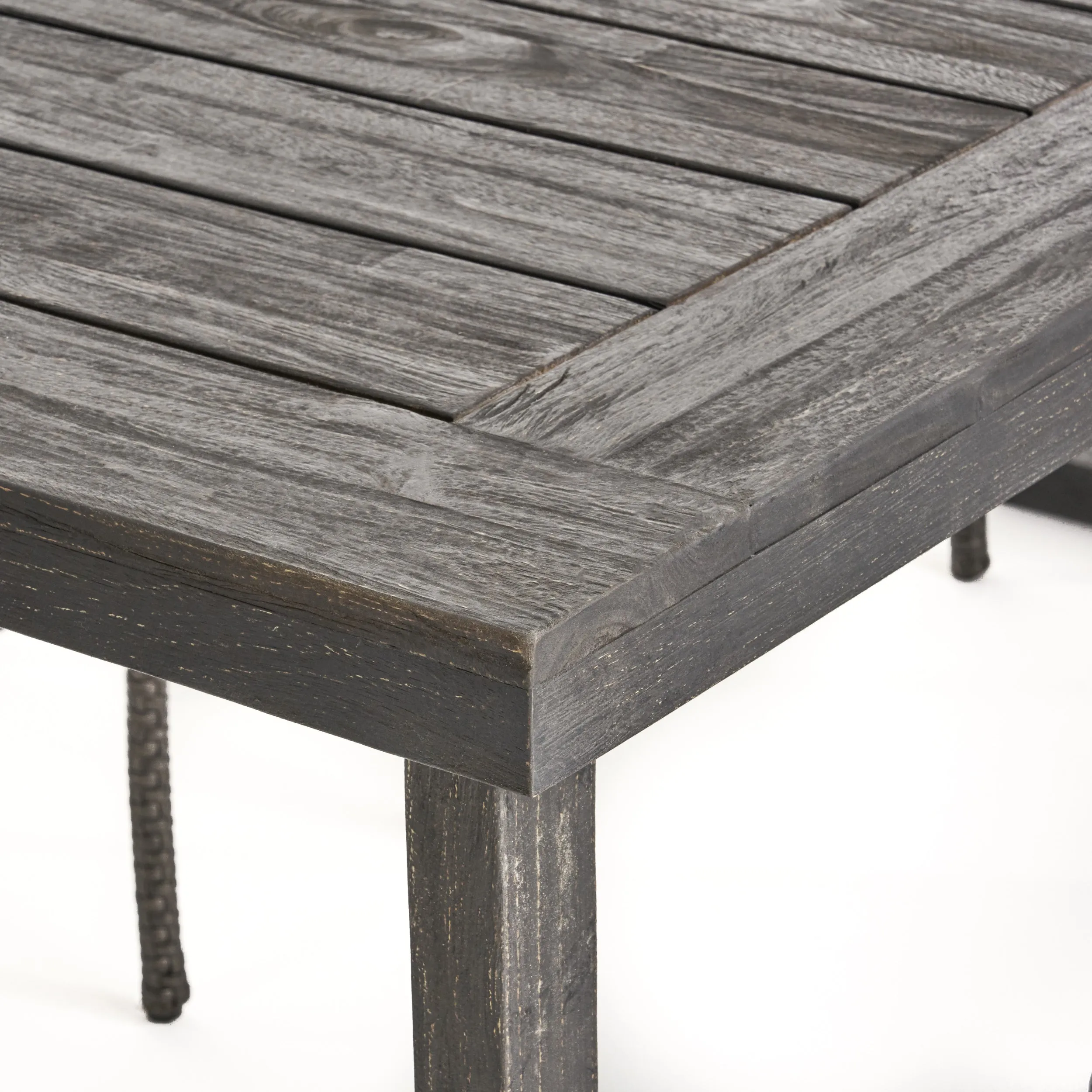 Outdoor 69" Acacia Wood Dining Table, Sandblast Dark Gray Finish