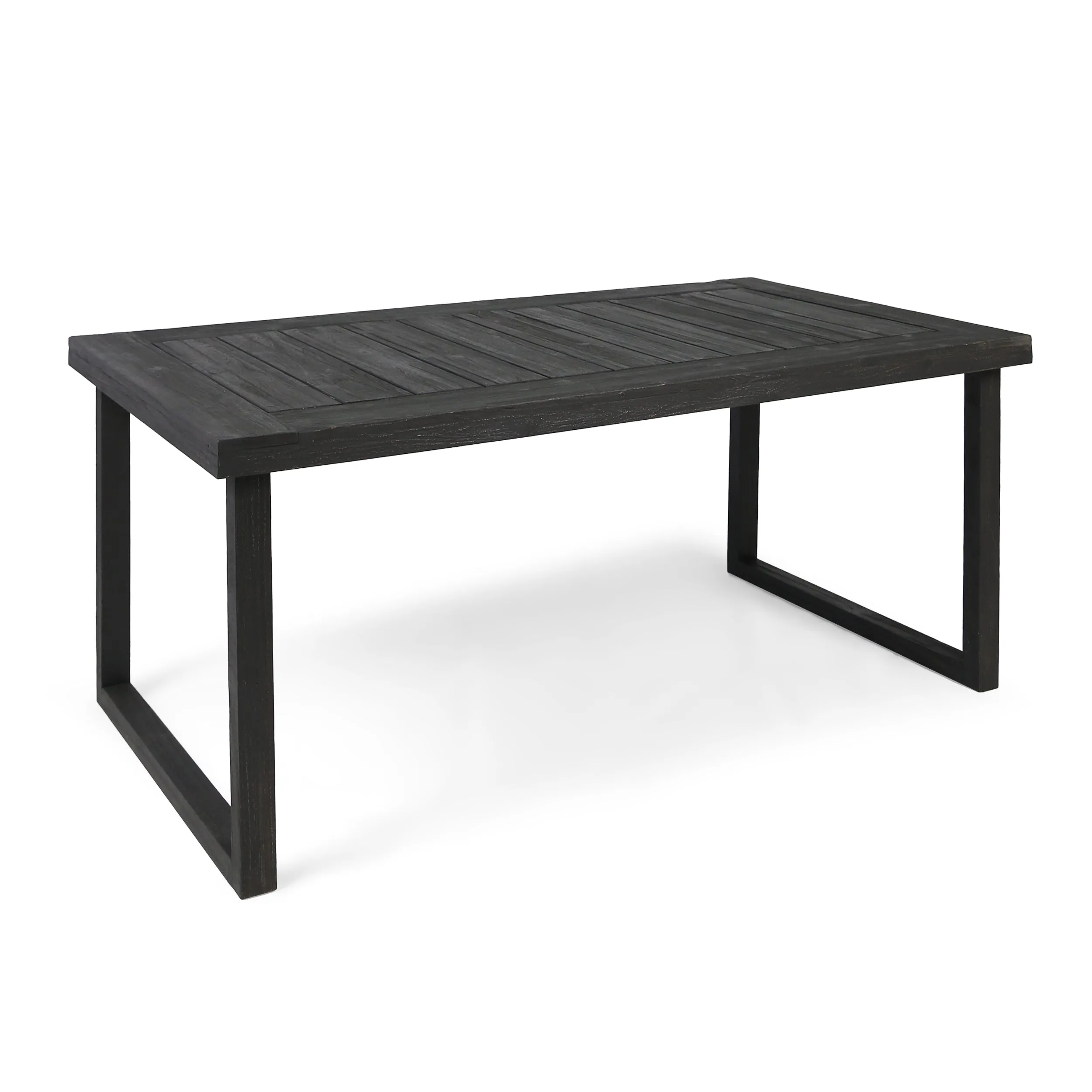 Outdoor 69" Acacia Wood Dining Table, Sandblast Dark Gray Finish