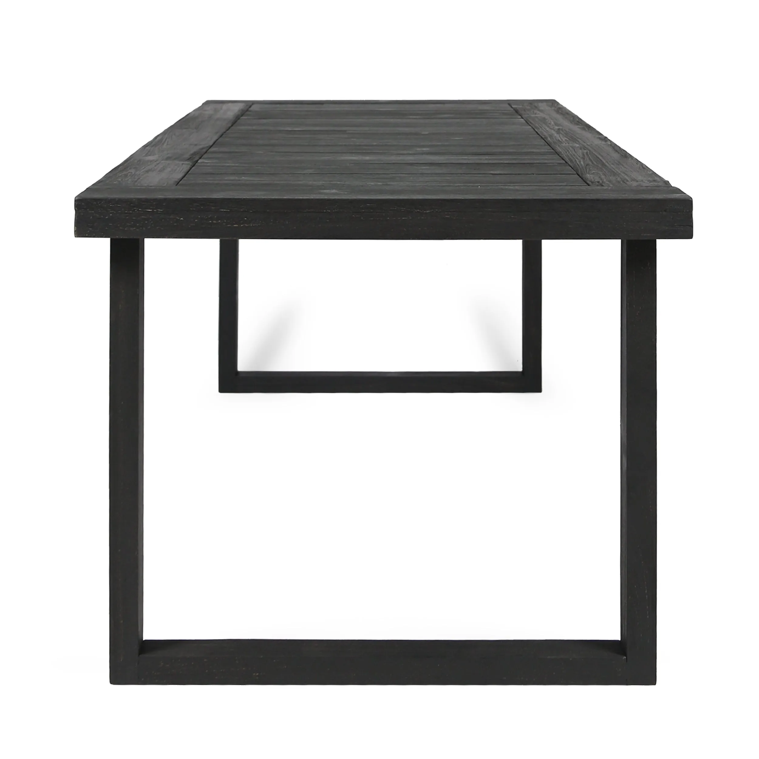 Outdoor 69" Acacia Wood Dining Table, Sandblast Dark Gray Finish