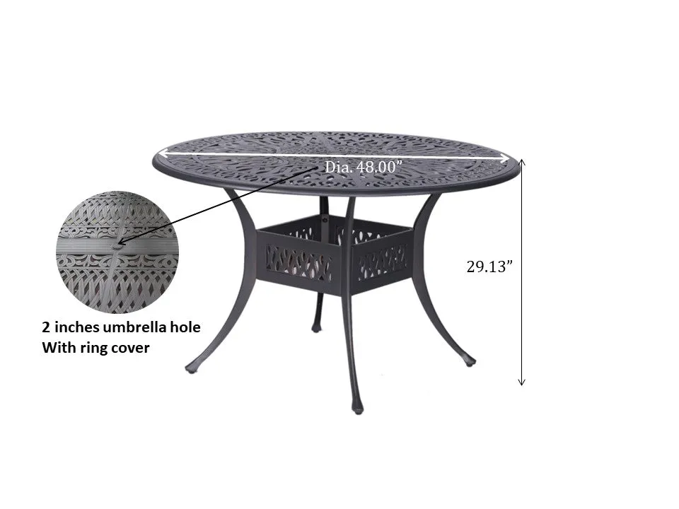 Outdoor Patio Aluminum 48" Round Dining Table, Dessert Night