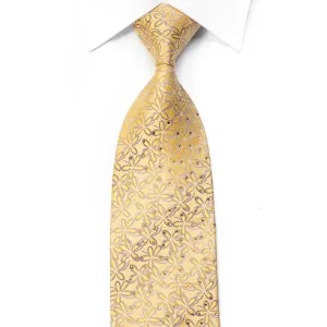 Parkland Rhinestone Silk Necktie Floral On Golden Yellow