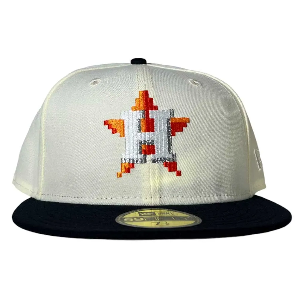 Player One Chrome Black N64 Plain Jane Houston Astros New Era Hat 5950 Fitted designed by Whatafitted